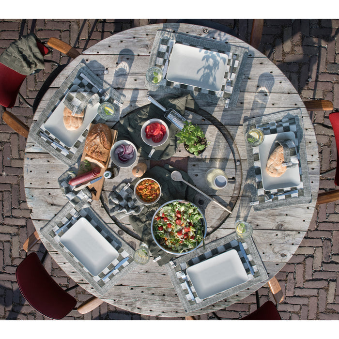 Knit Factory Gebreide Placemat  Block - Ecru|Linnen - 50x30 cm