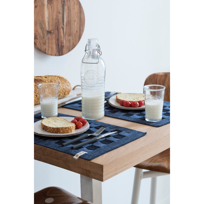 Knit Factory Gebreide Placemat  Block - Ecru|Linnen - 50x30 cm