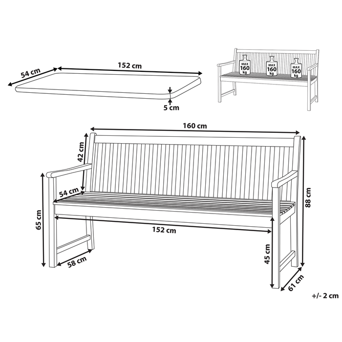 Beliani-VIVARA L-Tuinbank-Lichte houtkleur|Beige-FSC® acaciahout