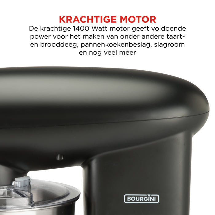 Bourgini Kitchen Chef Plus 5.5L Zwart - keukenmixer - keukenmachine