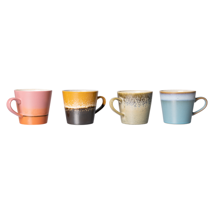 HKliving 70's Cappucinokop 0,3 L - Set van 4 - Meteor