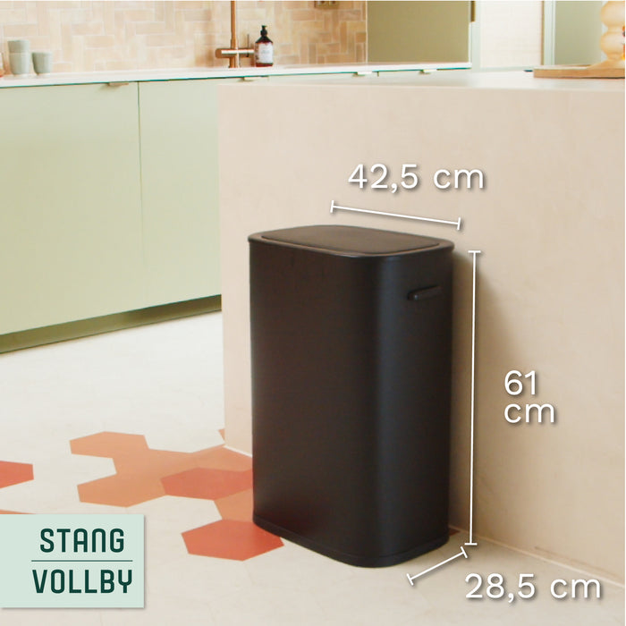 Stangvollby Kinna prullenbak met sensor - 50L - Zwart