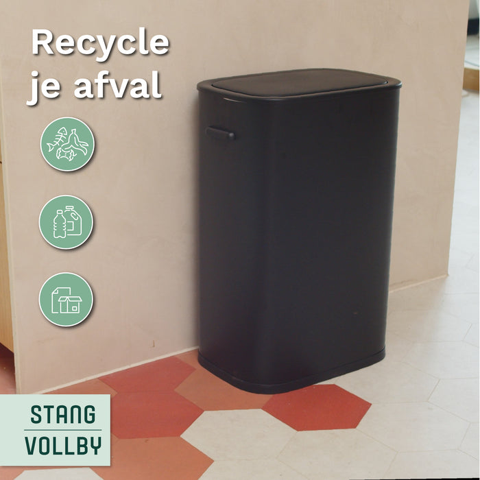 Stangvollby Kinna prullenbak met sensor - 50L - Zwart