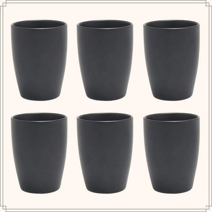 OTIX Koffiekopjes Set van 6 Koffietassen Zwart Mat 340ml Zonder Oor...