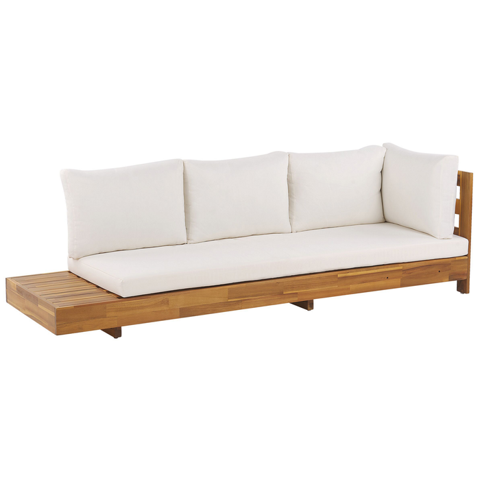 Beliani-MARETTIMO-Loungeset voor 5-Lichte houtkleur|Creme-Acaciahout
