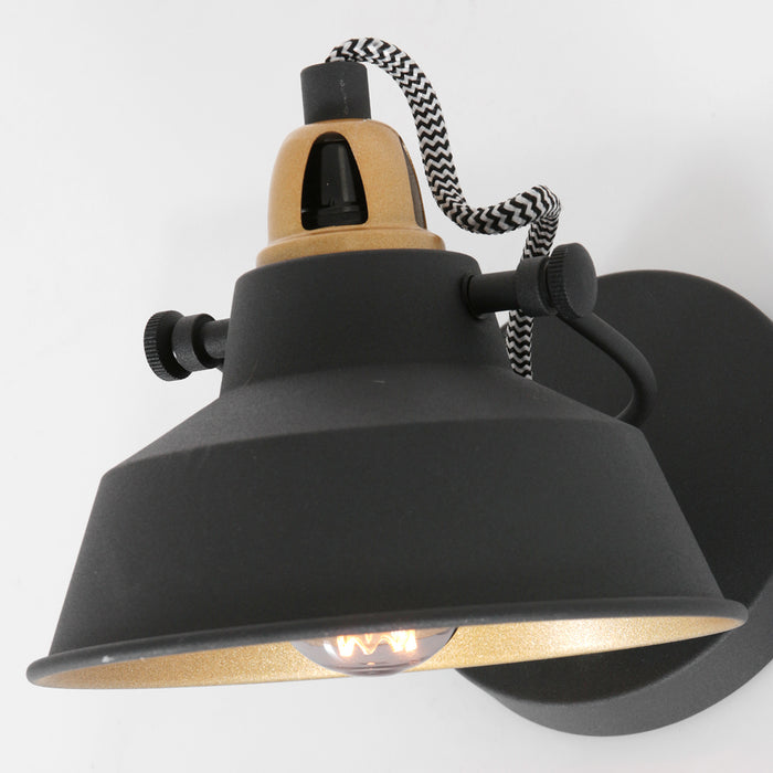 Mexlite - wandlamp - Nove - zwart - metaal - opbouwspot - E14 - 3326ZW