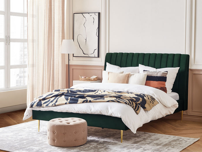 Beliani-MARVILLE -Tweepersoonsbed-Smaragdgroen-180 x 200 cm-Fluweel