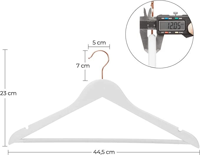Set van 20 Massief Houten Hangers Wit | Rose Goud