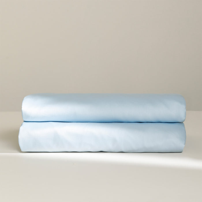Damai Splittopper Single Split Hoeslaken Bio Katoen Satijn - sky blue