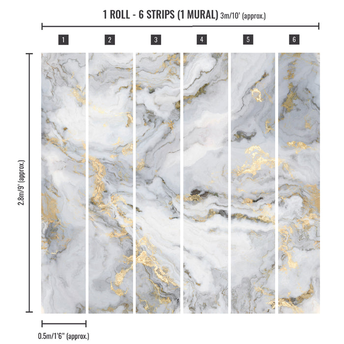 Art for the Home - Fotobehang - Precious Stone - Grijs & Goud -