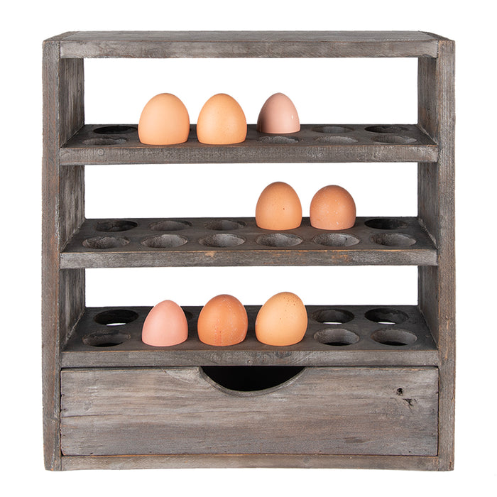 Clayre & Eef Eierkastje  35x11x38 cm Grijs Hout Rechthoek Eierhouder