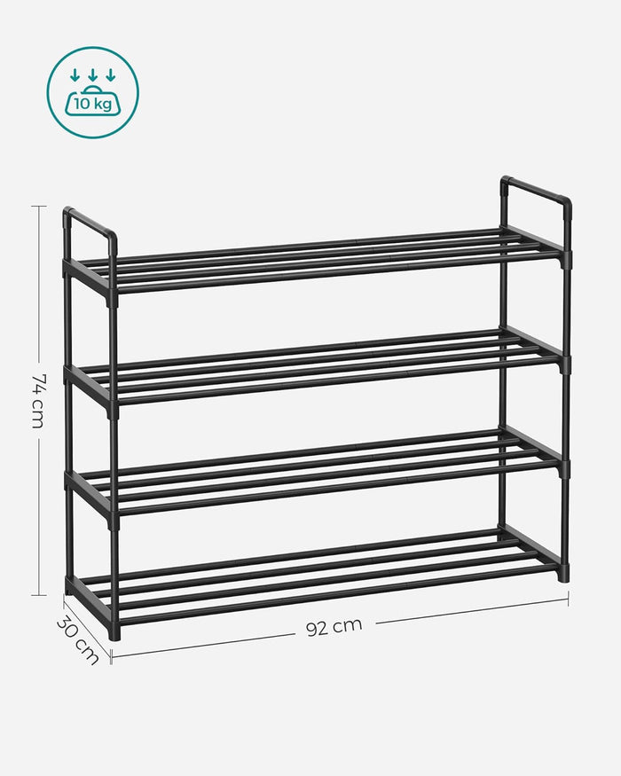 Schoenenrek - 4 niveaus - metaal - 92x73x30 cm - zwart