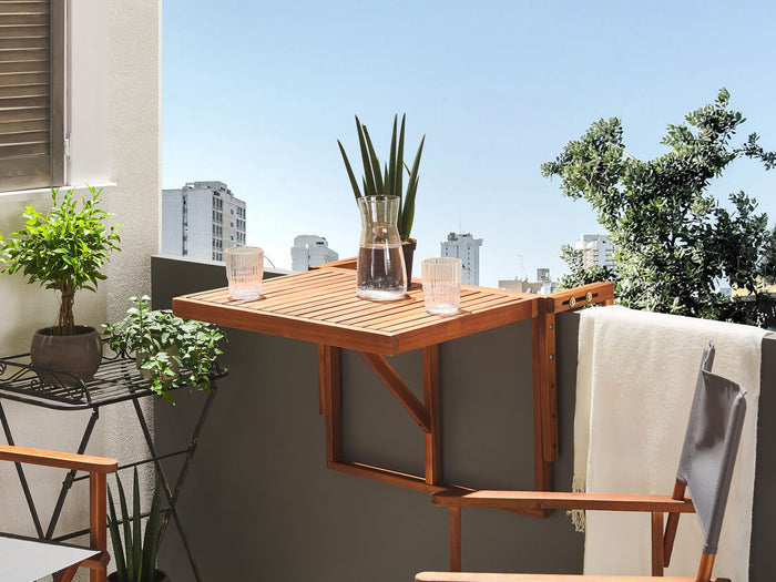 Beliani-UDINE -Tuintafel-Donkere houtkleur-69 x 70 cm-Acaciahout