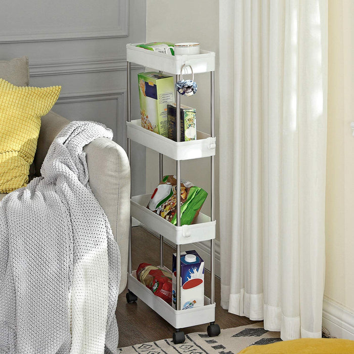 Opbergtrolley - 4 niveaus - 40x86x12.5 cm - wit