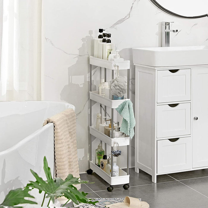 Opbergtrolley - 4 niveaus - 40x86x12.5 cm - wit