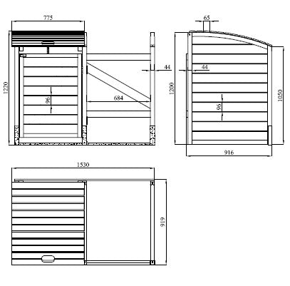 Intergard - Kliko ombouw containerberging dubbel 155x122x90cm