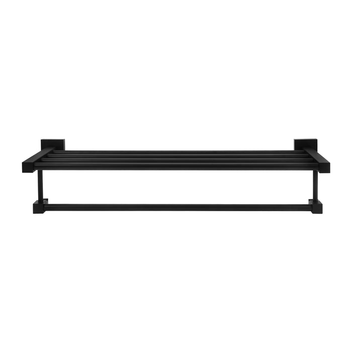 QUVIO Handdoekenrek wand met 1 stang + 1 plank - 58 cm - Zwart