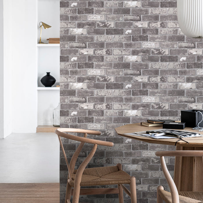 vtwonen vliesbehang Bricks Grey grijs