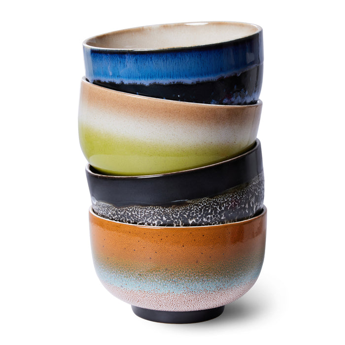 HKliving 70's Noodle Kommen Ø 13,5 cm - Set van 4 - Groovy