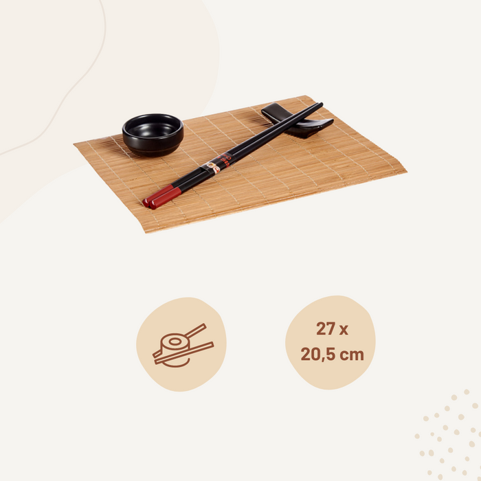 Orange85 Sushi Servies Set 8 delig Keramiek Bamboe Zwart 2 Personen