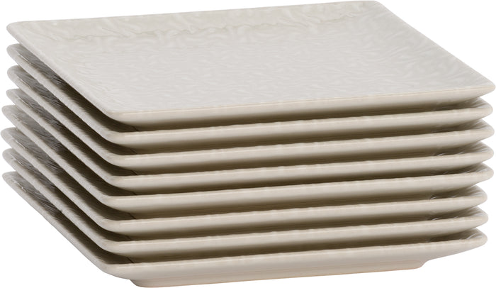 Lite-Body Hermes Gebaksbordjes - Set van 8 stuks - Ø16 cm - Wit Relief