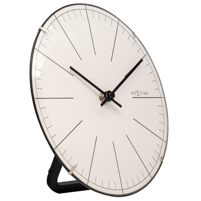NeXtime - NeXtime - Wandklok|Tafelklok- 20cm- Glas- Wit- 'Big Stripe