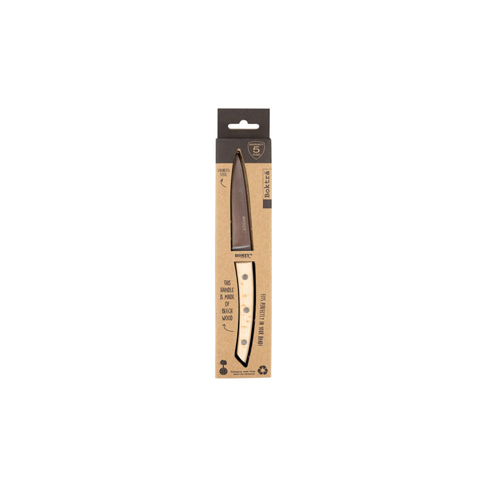 Homey's Bokträ universeel keukenmes - 11cm - RVS|beukenhout - doos