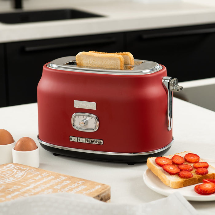 Westinghouse Retro Bundel - Waterkoker + 2 sneden Broodrooster - Rood