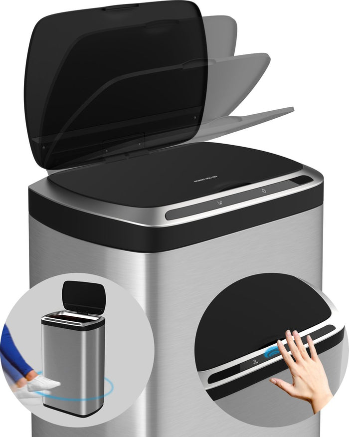 Stangvollby Dalby prullenbak met sensor – 50L – RVS