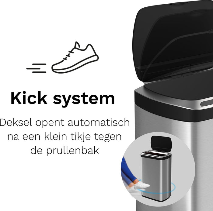 Stangvollby Dalby prullenbak met sensor – 50L – RVS