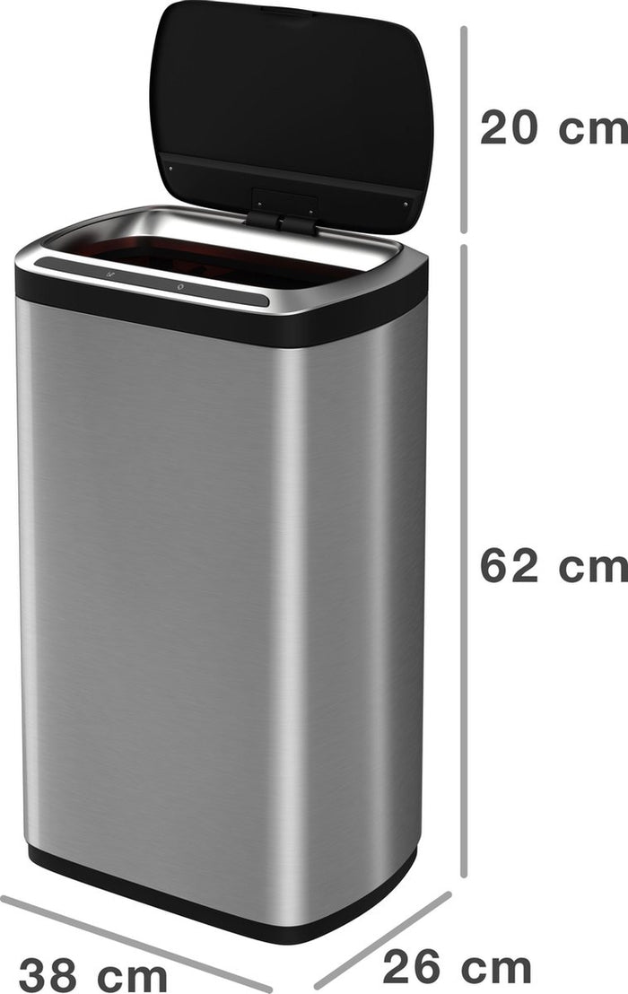 Stangvollby Dalby prullenbak met sensor – 50L – RVS
