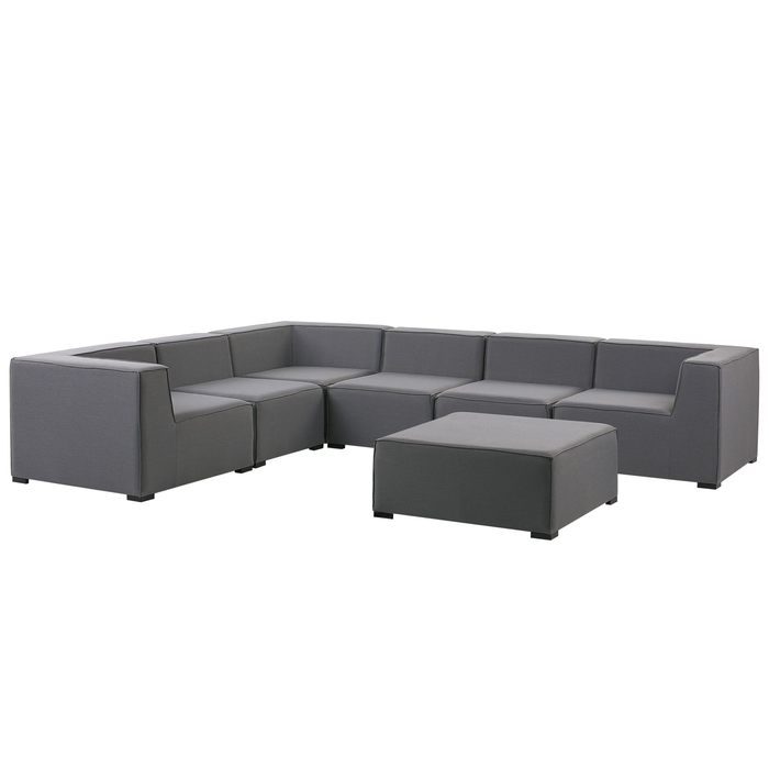 Beliani - AREZZO - Loungeset voor 7 Rechtszijdig - Grijs - Polyester