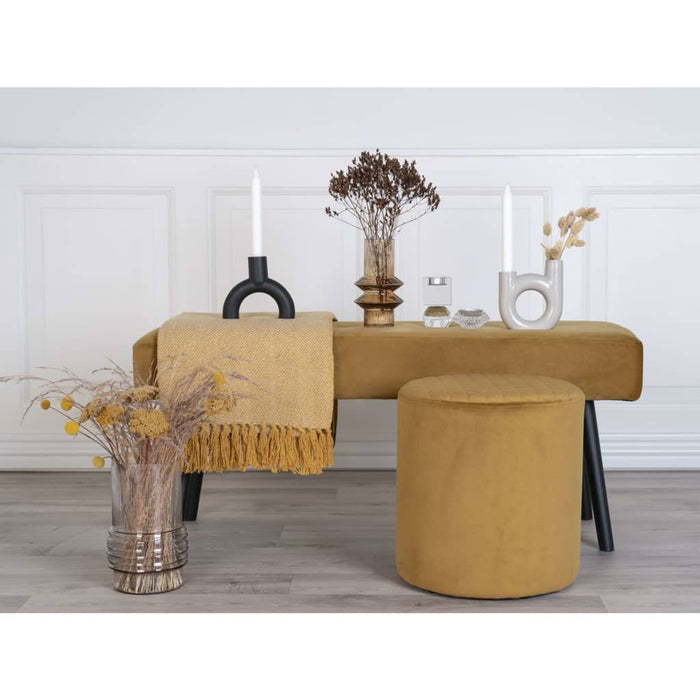House Nordic Bankje Lyla 35x100x44 cm mosterdgeel