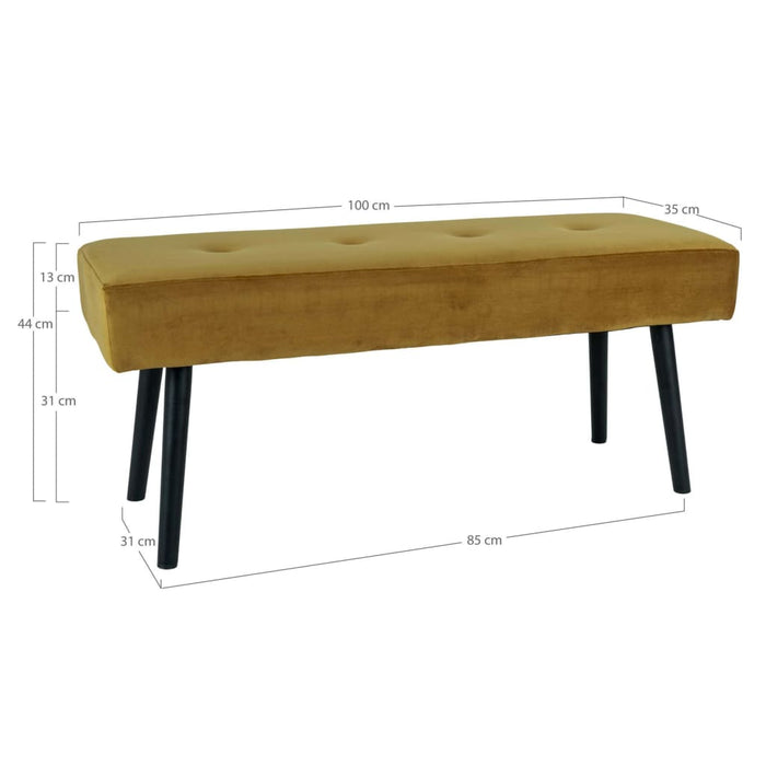 House Nordic Bankje Lyla 35x100x44 cm mosterdgeel