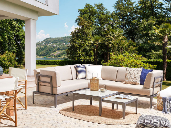 Beliani - RIMA III - Loungeset voor 6 - Beige - Polyester