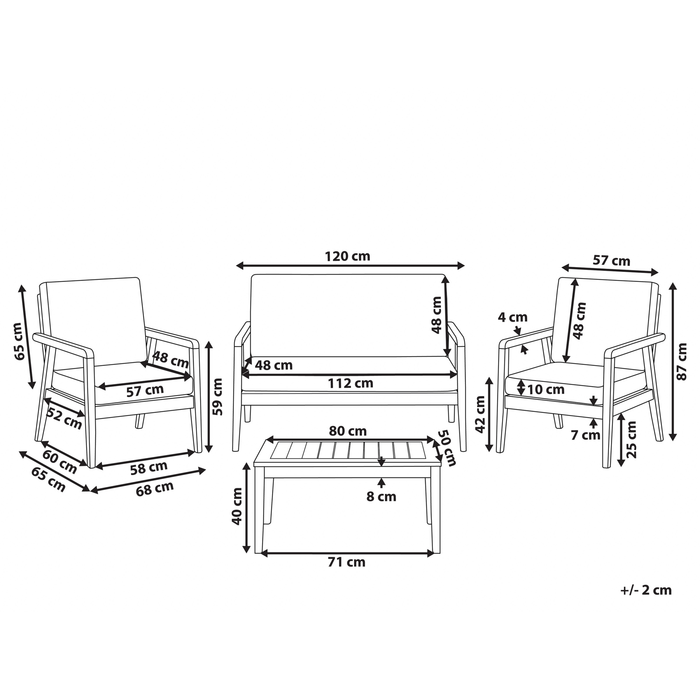 Beliani - PALLANO - Loungeset - Lichte houtkleur - Acaciahout
