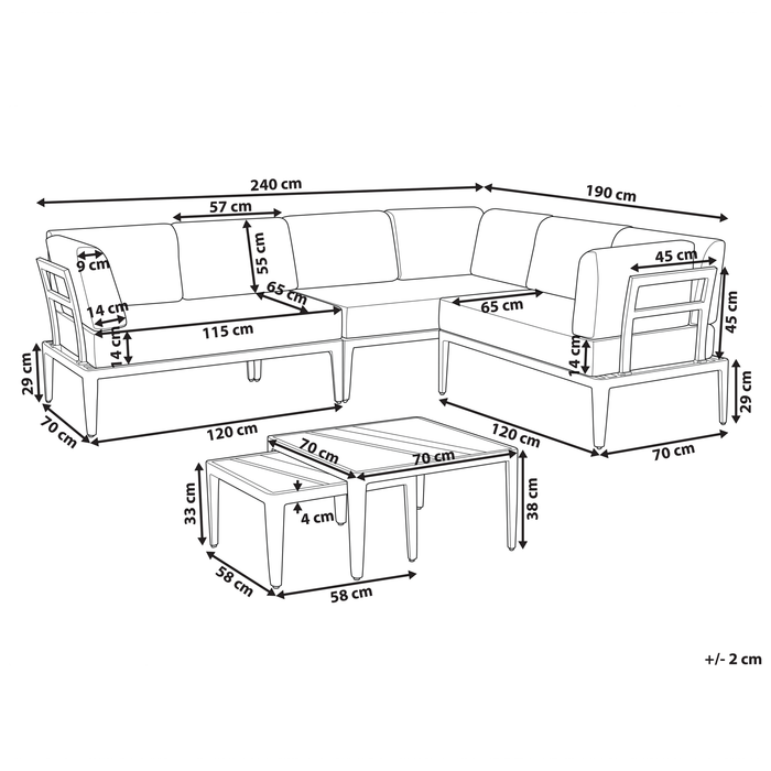 Beliani - RIMA III - Loungeset voor 6 - Grijs - Polyester