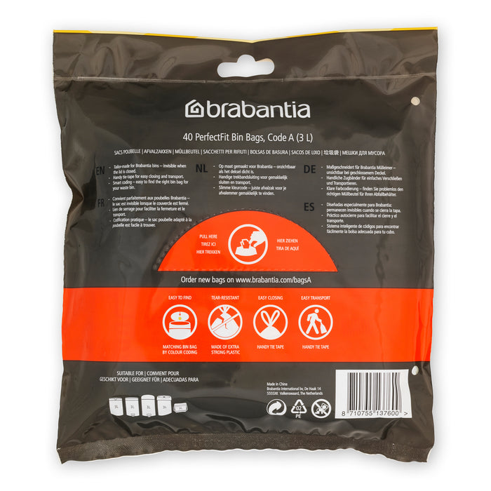 Brabantia PerfectFit Type A Afvalzakken 3 L - 40 zakken
