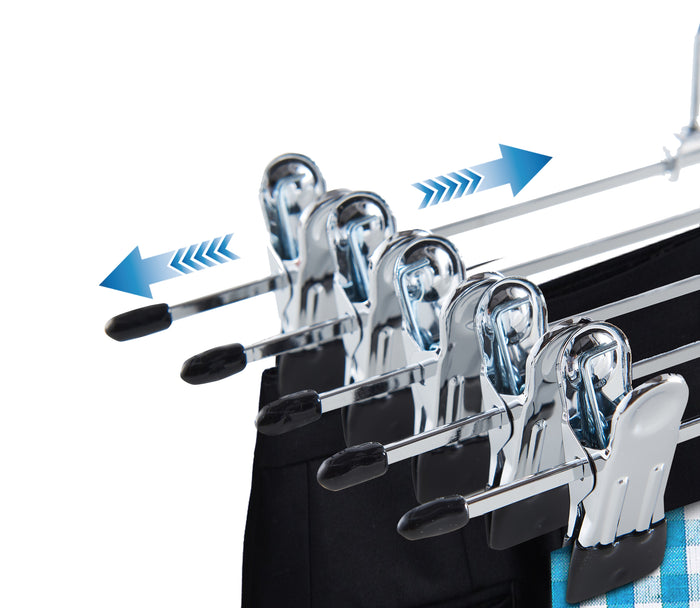 ACAZA Antislip kledinghangers - large - 40 cm lang - verstelbare knijpers - 20 stuks - zilvergrijs