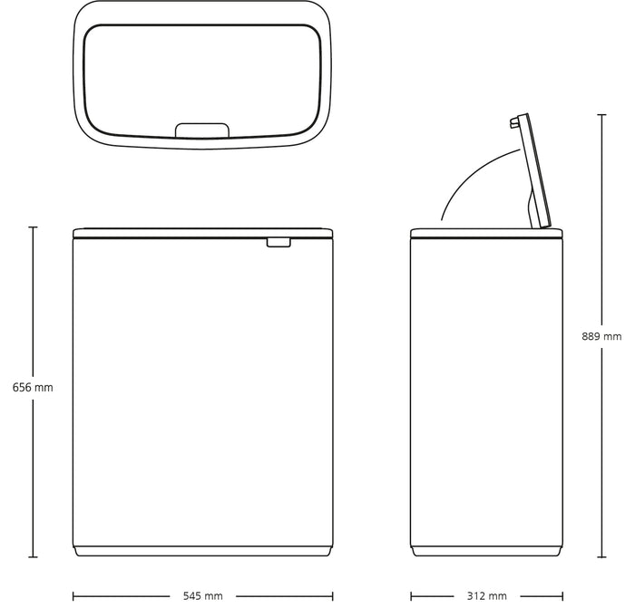 Brabantia Bo Touch Bin Afvalemmer 2 x 30 L - Platinum