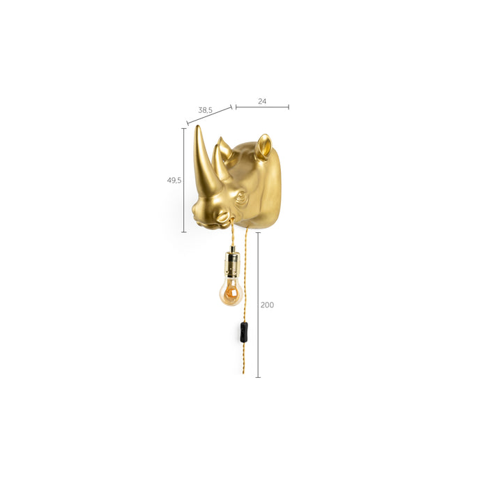 Bold Monkey Mind Your Own Rhino wandlamp goud
