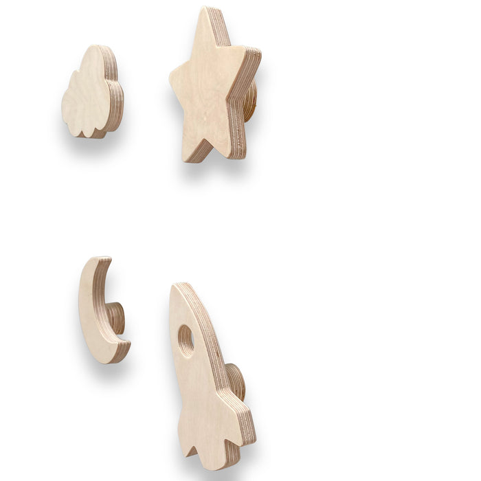 Houten wandhaken kinderkamer | Ruimte - blank