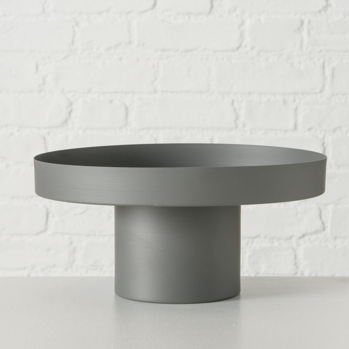 CASA DI ELTURO Decoratief Tray op voet – Grijs – Metaal – Ø 25 x H 12