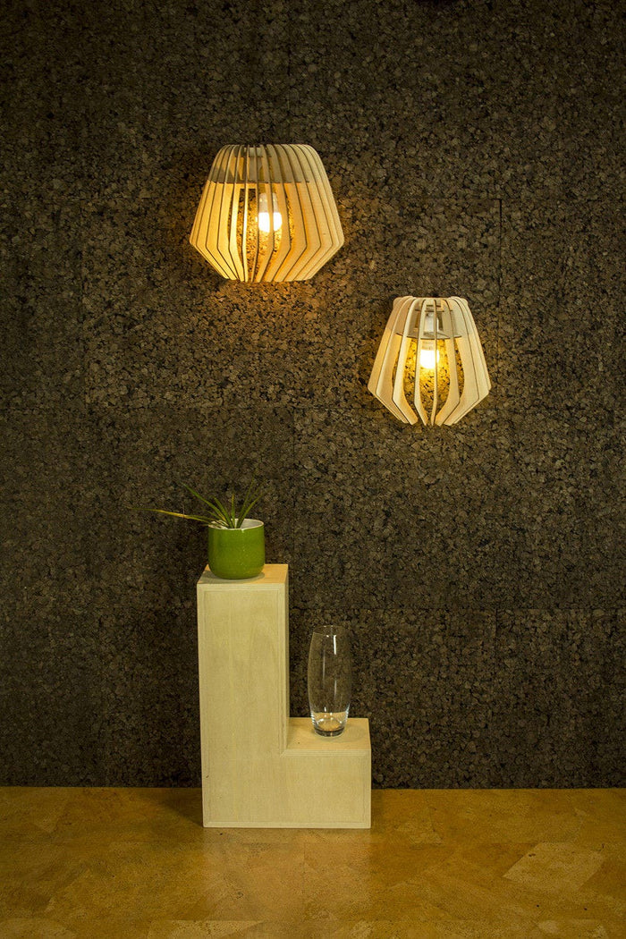 Bomerango Wall Spin houten muurlamp small - met wit koordset