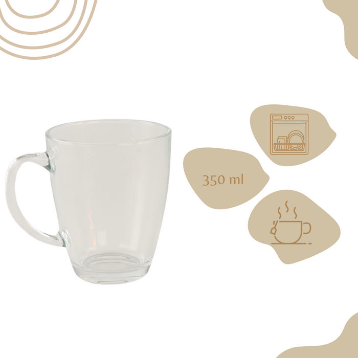 OTIX Theeglazen met Oor 6 Stuks Theetassen 350ml Groot Glas Cappucc...