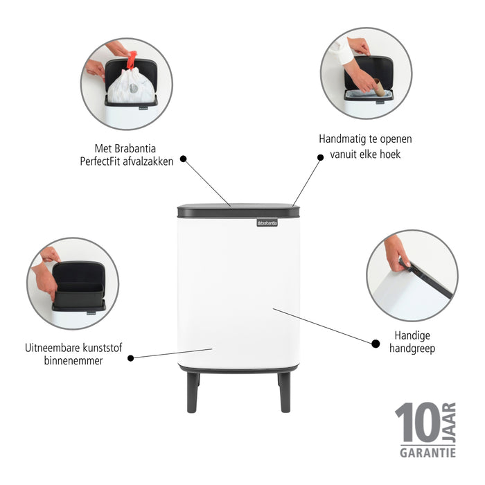 Brabantia Bo Hi Afvalemmer 7 L - White