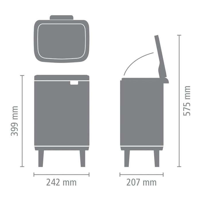 Brabantia Bo Hi Afvalemmer 7 L - White