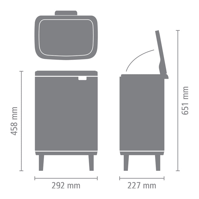 Brabantia Bo Hi Afvalemmer 12 L - Matt Black