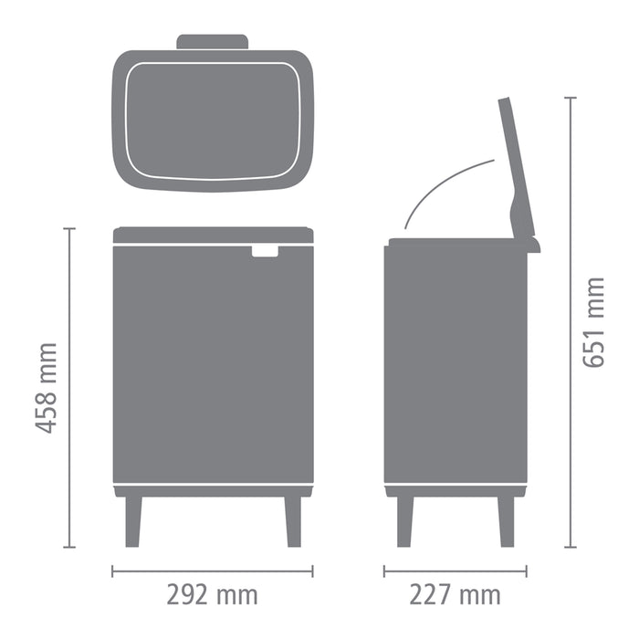 Brabantia Bo Hi Afvalemmer 12 L - Platinum