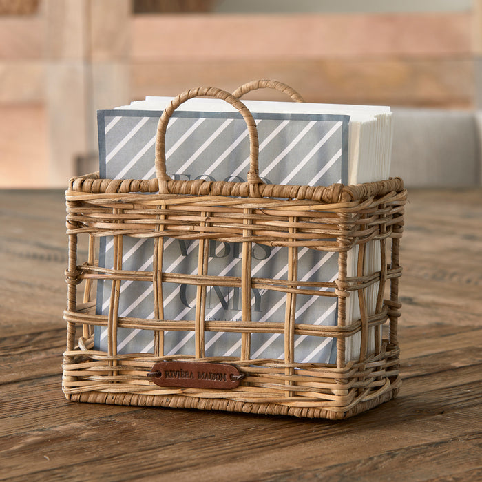 Riviera Maison Servettenhouder Staand Rotan Tas - Bag - Bruin